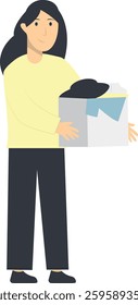 Person Volunteers and Donation Character in Flat Style. Isolated Vector Illustration.