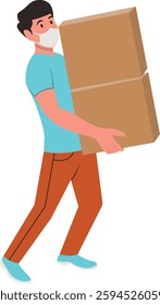 Person Volunteers and Donation Illustration. Flat Vector Character.