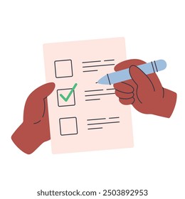 Person vote for the candidate. Election campaign concept. Vector illustration in flat style
