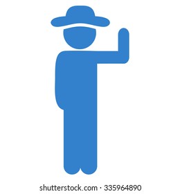 Person Vote vector icon. Style is flat symbol, cobalt color, rounded angles, white background.