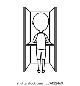 Person voting in cubicle