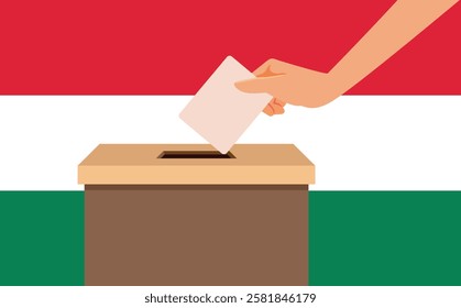 
Person Voting in Hungary Vector Concept Illustration Design. Hungarian citizen expressing his choice trough electoral process