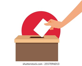 
Person Voting in Japan in Democratic Process Vector Illustration. Hand of a Japanese citizen choosing a representative for government 
