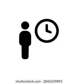 Person Waiting Clock Waiting Time Appointment Queue Schedule Filled Icon