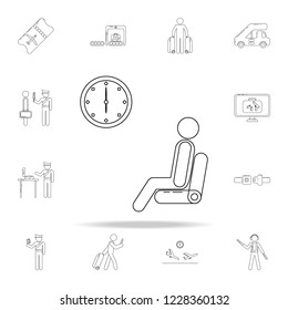 a person is waiting for his flight icon. Airport icons universal set for web and mobile