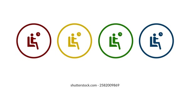 Person waiting on chair icon sign. Person waiting in flat style concept.