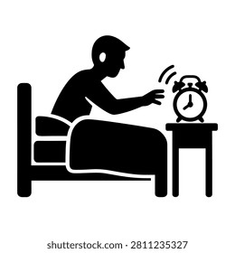 Person Waking Up Alarm Clock Bedroom Morning Routine