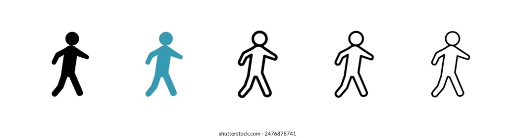 Person walking black liner icon collection