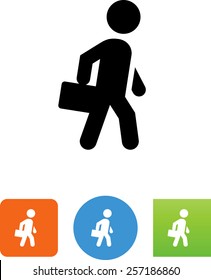 Persona caminando con el icono de la cartera de documentos