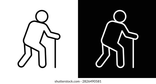 Person walking with cane icon bundle for mobile.
