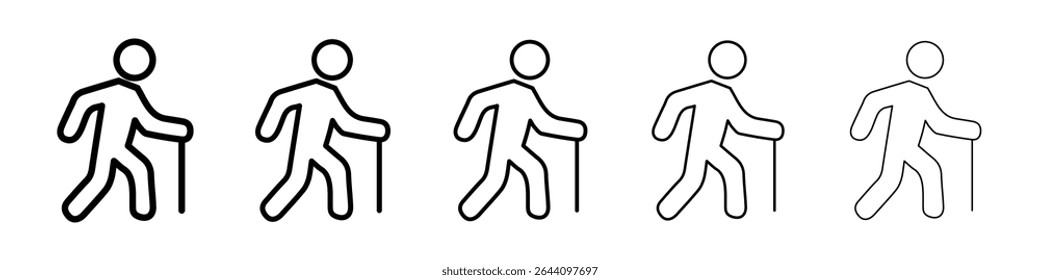 Person walking with cane icon concept. graphic design, logo, Web, UI.