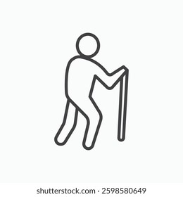 Person walking with cane icon isolated on white background