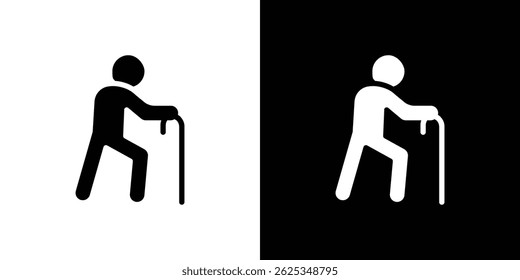 Person walking with cane icon simple line vector. Symbol, logo.