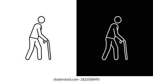 Person walking with cane icon vector for web, and mobile app
