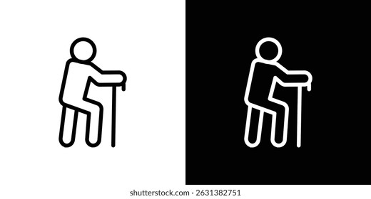 Person walking with cane icon vector for web, computer and mobile apps