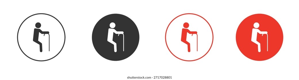 Persona caminando con icono de bastón. diseño de Vector de Web