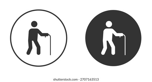 Persona que camina con el icono del bastón para el diseño del Sitio web, logotipo para el Web y los App.