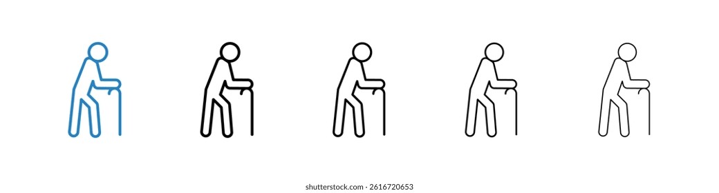 Person walking with cane icons collection vectors for web ui