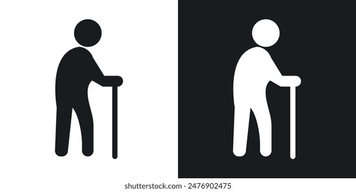 Person walking with cane thin icon collection.