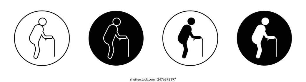 Person walking with cane vector icon symbol in flat style.