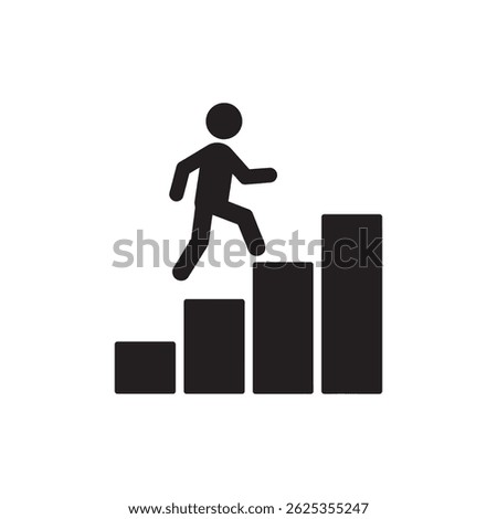 Person Walking Up Document Pages Representing Career Progress and Work Growth