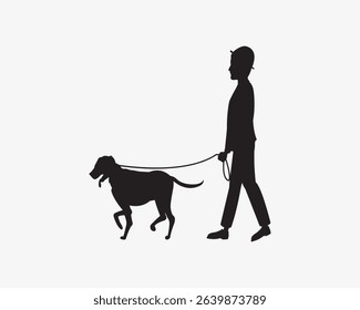 A Person Walking Dog on Leash Silhouette vector