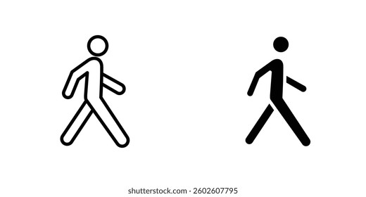 Person walking flat Icons in line outline and flat solid style on white background