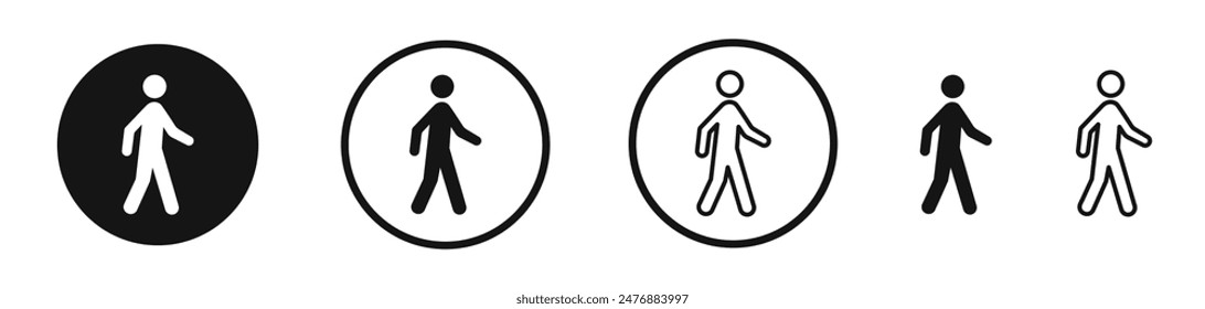 Person walking flat liner icon set.