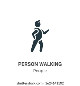 Person walking glyph icon vector on white background. Flat vector person walking icon symbol sign from modern people collection for mobile concept and web apps design.