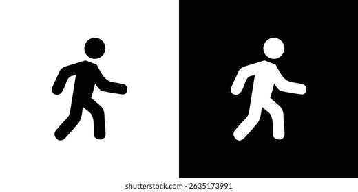 Person walking icon in solid flat trendy design style.