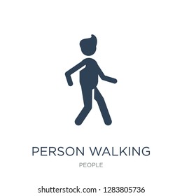 person walking icon vector on white background, person walking trendy filled icons from People collection, person walking vector illustration