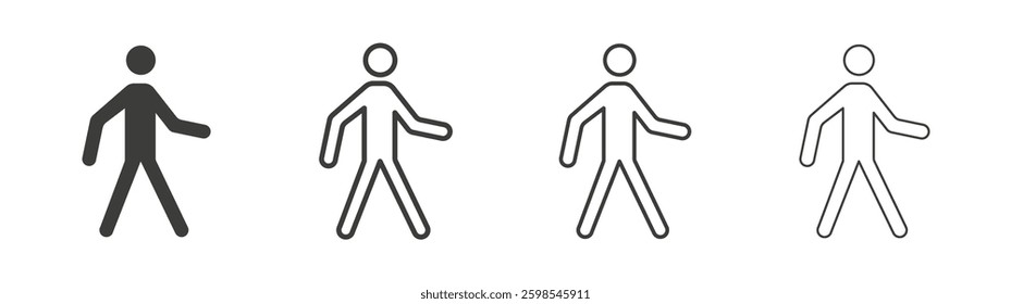 Person walking line icon vector illustration set.