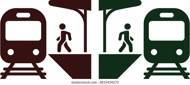 Person walking to metro train at station platform