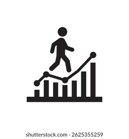 Pessoa Caminhando no Gráfico de Linha do Tempo Representando a Carreira ou o Caminho Comercial