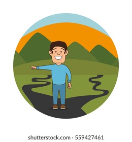 person walking in the road