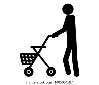 Person walking with rollator on white