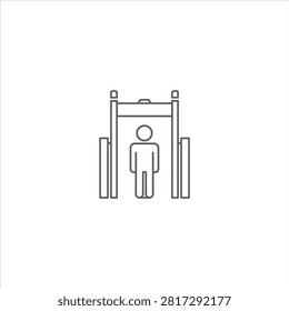 Person walking through metal detector security gate