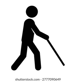 A person walks alone using a white cane for navigation, symbolizing independence and mobility assistance.
