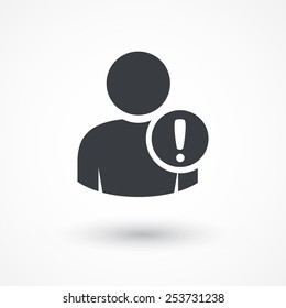 Person With Warning Sign Icon. People Advice, Issue, Worry, Icon, Alert, Exclamation, Person Safety, Point, Alarm