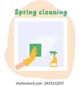 the person is washing the window. house cleaning, office cleaning. Illustration in a flat style