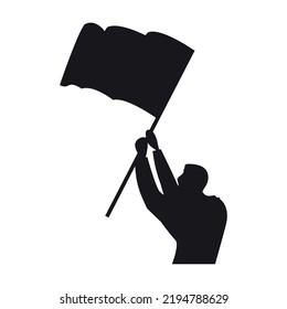 Person Waving Flag Silhouette Icon