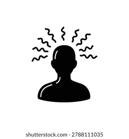 Person with wavy lines around head, stimulation and arousal icon