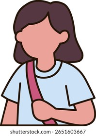 Pessoa com uma ilustração de tipoia. Recuperação de lesões, tratamento médico e conceito de reabilitação no estilo de design plano.