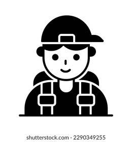 A person wearing cap and backpack denoting vector of traveler in modern style