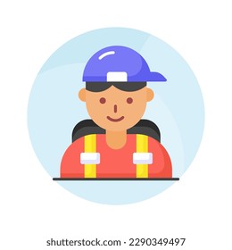 Una persona con gorra y mochila que denota el vector del viajero de estilo moderno