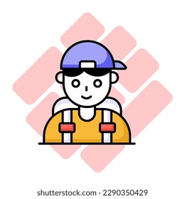 Una persona con gorra y mochila que denota el vector del viajero de estilo moderno