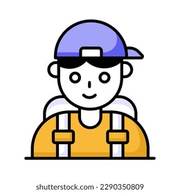 A person wearing cap and backpack denoting vector of traveler in modern style