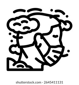 person wearing face mask dirty air pollution line icon vector. person wearing face mask dirty air pollution sign. isolated contour symbol black illustration