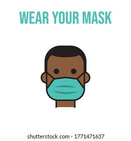 Person, die eine Gesichtsmaske trägt Vektorsymbol. Schutz vor einer Koronavirus-Pandemie.