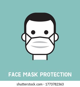 Person, die eine Gesichtsmaske trägt Vektorsymbol. Schutz vor einer Koronavirus-Pandemie.